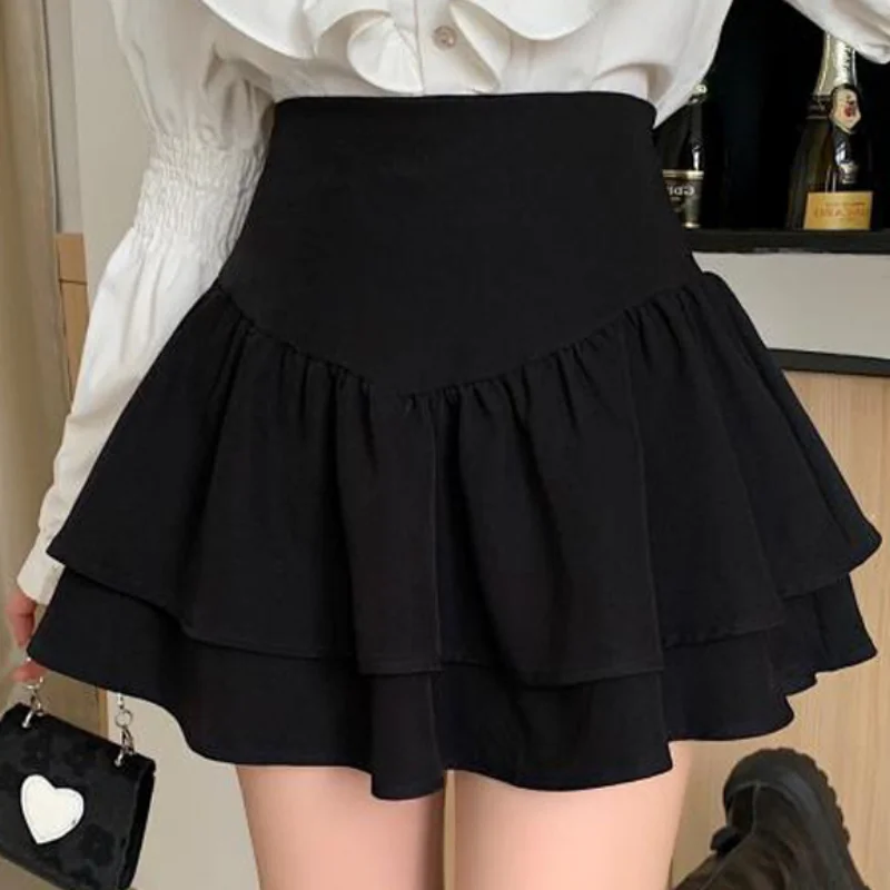 Woman Mini Skirts Cute Kawaii Tight Women's High Waist A Line Skirt Black Summer 2023 Chic Korean Elegant Quality Clothes - Image 3
