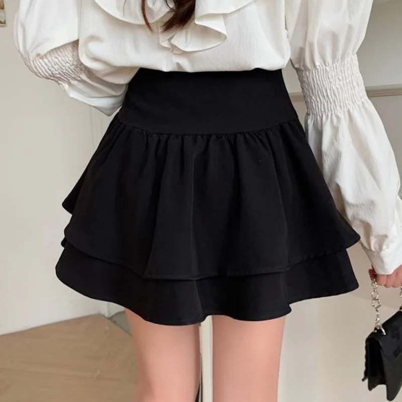 Woman Mini Skirts Cute Kawaii Tight Women's High Waist A Line Skirt Black Summer 2023 Chic Korean Elegant Quality Clothes - Image 4