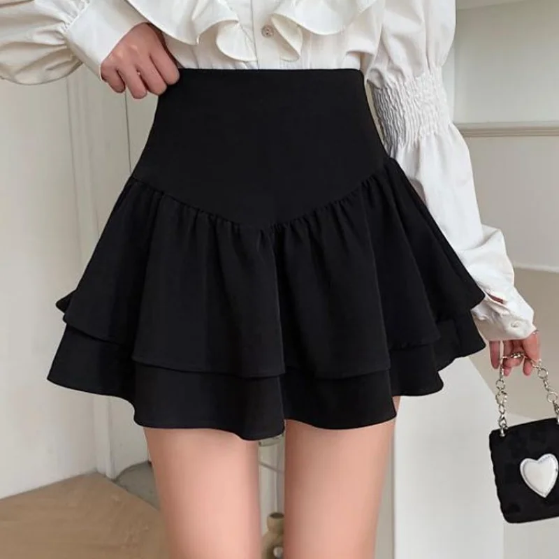 Woman Mini Skirts Cute Kawaii Tight Women's High Waist A Line Skirt Black Summer 2023 Chic Korean Elegant Quality Clothes - Image 2