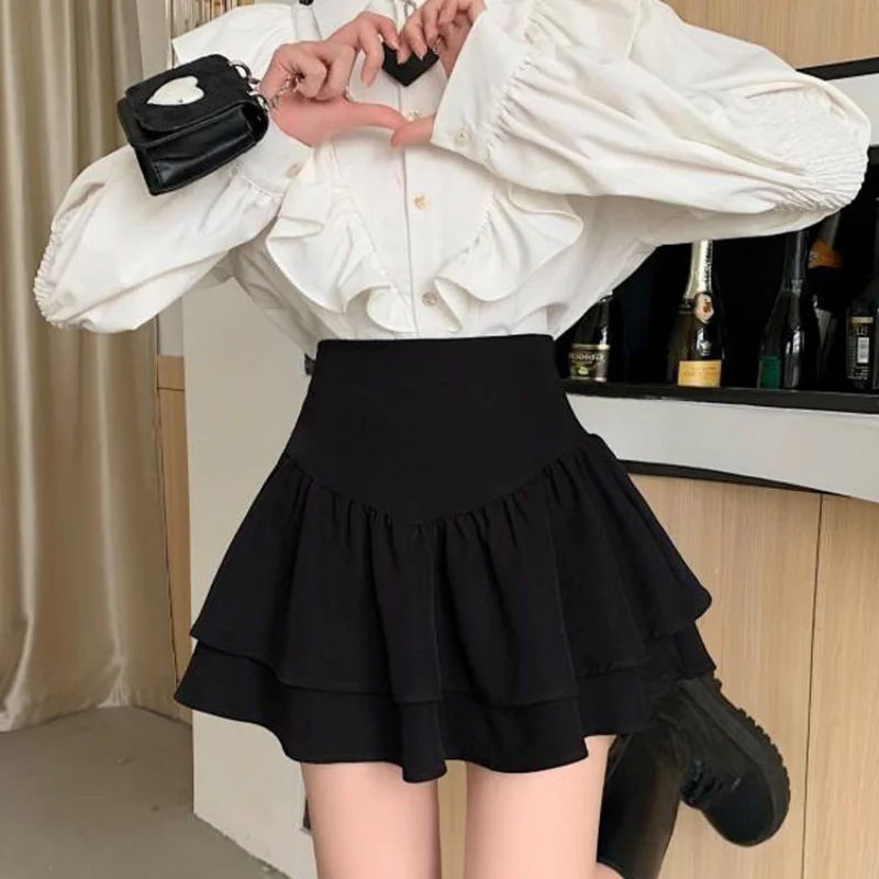 Woman Mini Skirts Cute Kawaii Tight Women's High Waist A Line Skirt Black Summer 2023 Chic Korean Elegant Quality Clothes - Image 6